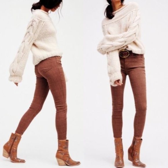 Free People Pants - Free People Chocolate Isabel Jacquard Pants - 24